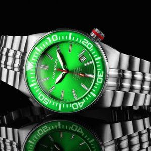 NEW! ARAGON Colored TRITIUM Hercules 44mm Lime Green Dial 20ATM Automatic Watch